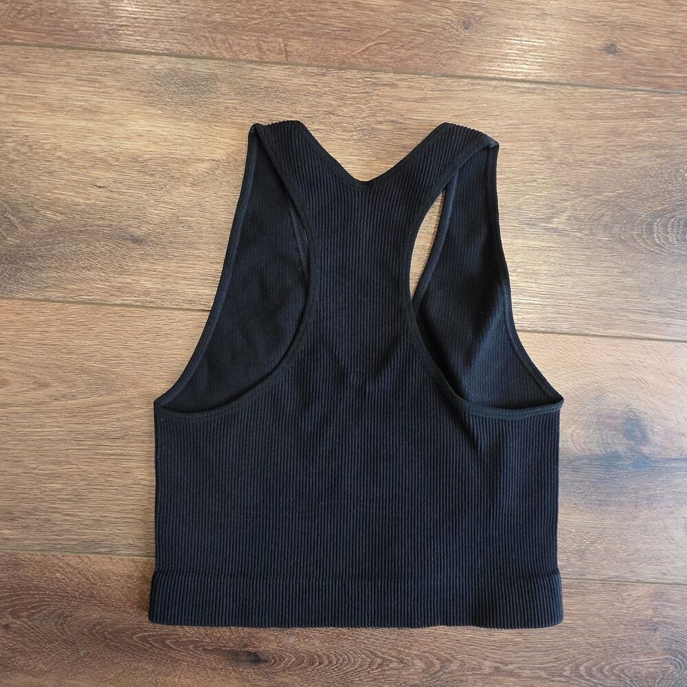 NEW Zenana Ribbed Black Brami V Neck Racerback No Padding Bralette L/XL - Picture 3 of 6